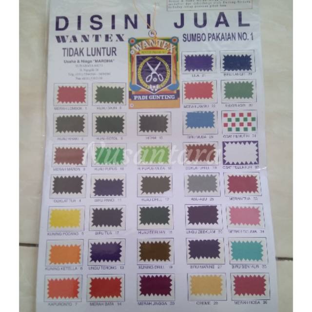 Wantex / wenter pewarna pakaian &quot;Padi Gunting&quot; warna warni