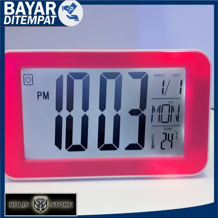 Jam Digital Meja LCD KD-1828 - Sound Control Clock- Alarm - Fuchsia