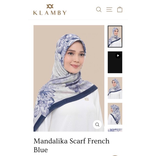 Mandalika Scarf by Wearing Klamby gold leaf dan french blue