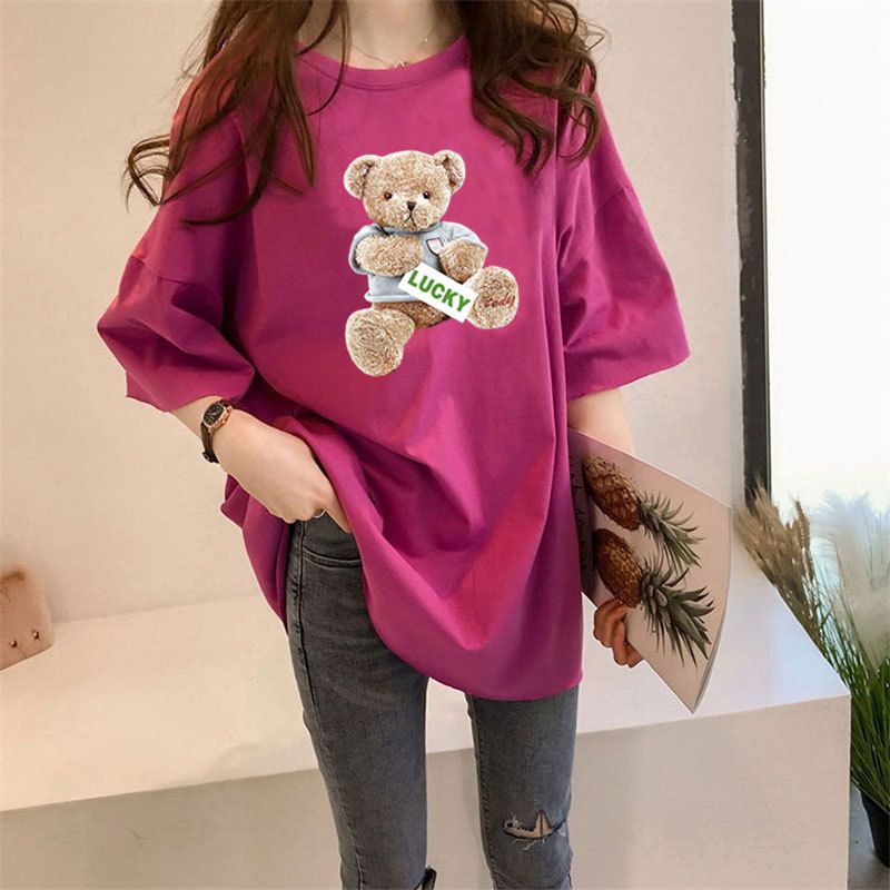 THISTLE - Oversize Tee Tshirt Wanita Model Longgar Motif Bear Lucky