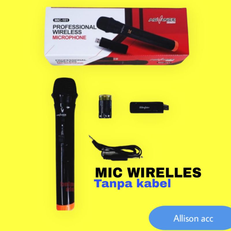 MIC WIRELLES TANPA KABEL MICROFON TANPA KABEL WIRELLES ADVANCE 101 MIC BLUETOOTH TANPA KABEL