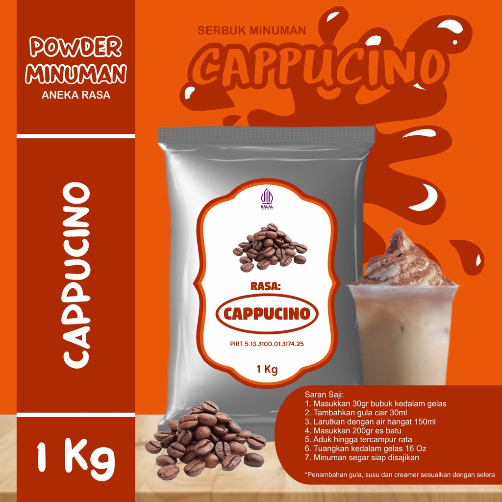 

Bubuk Serbuk Minuman 1kg Rasa Cappucino Bubuk Minuman Kekinian Standar Capucino Powder Boba Drink