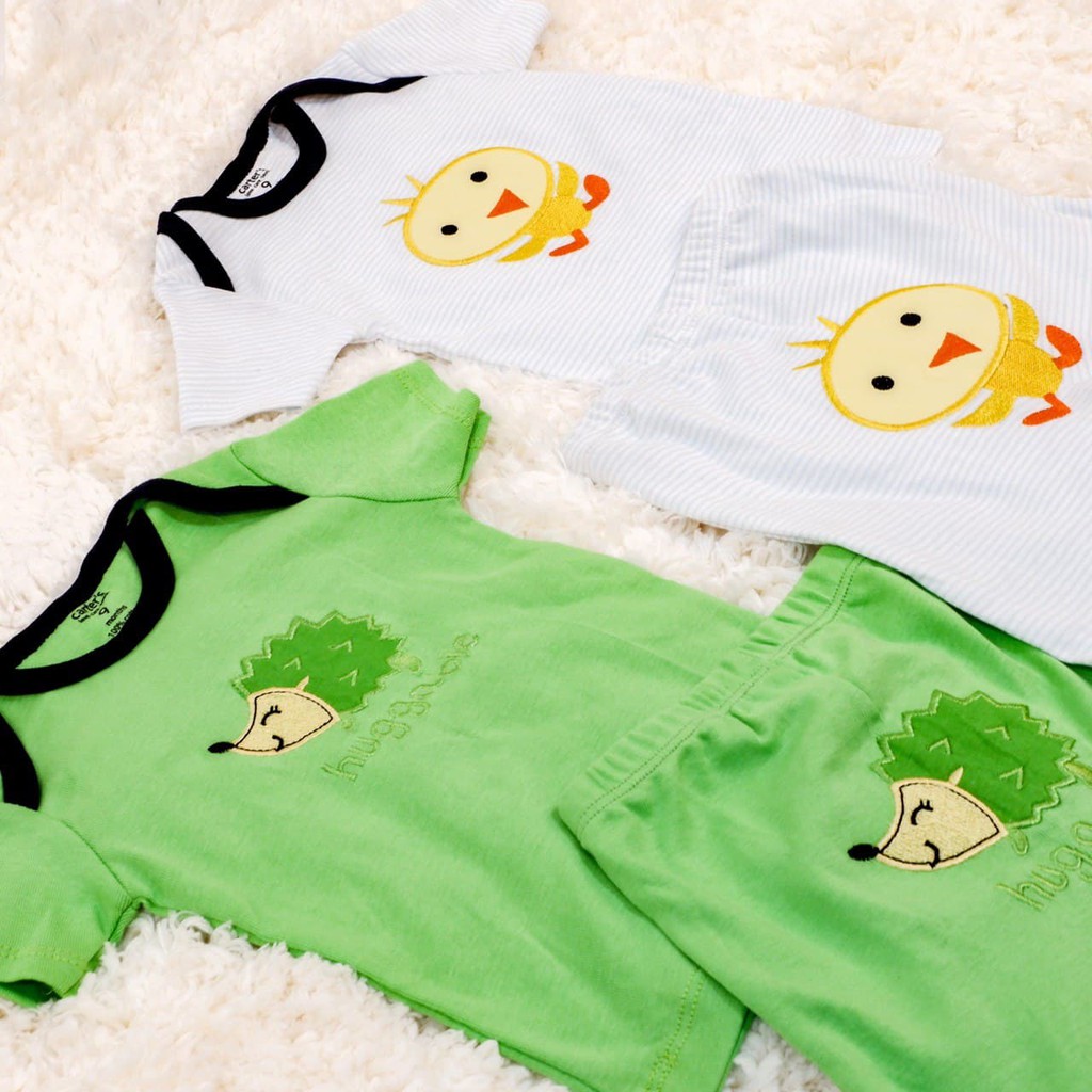 LIN9037 Boys/ Girls CARTER'S 4 in 1 Setelan Pendek Bayi Premium Cotton Atasan Pendek + Celana Pen...