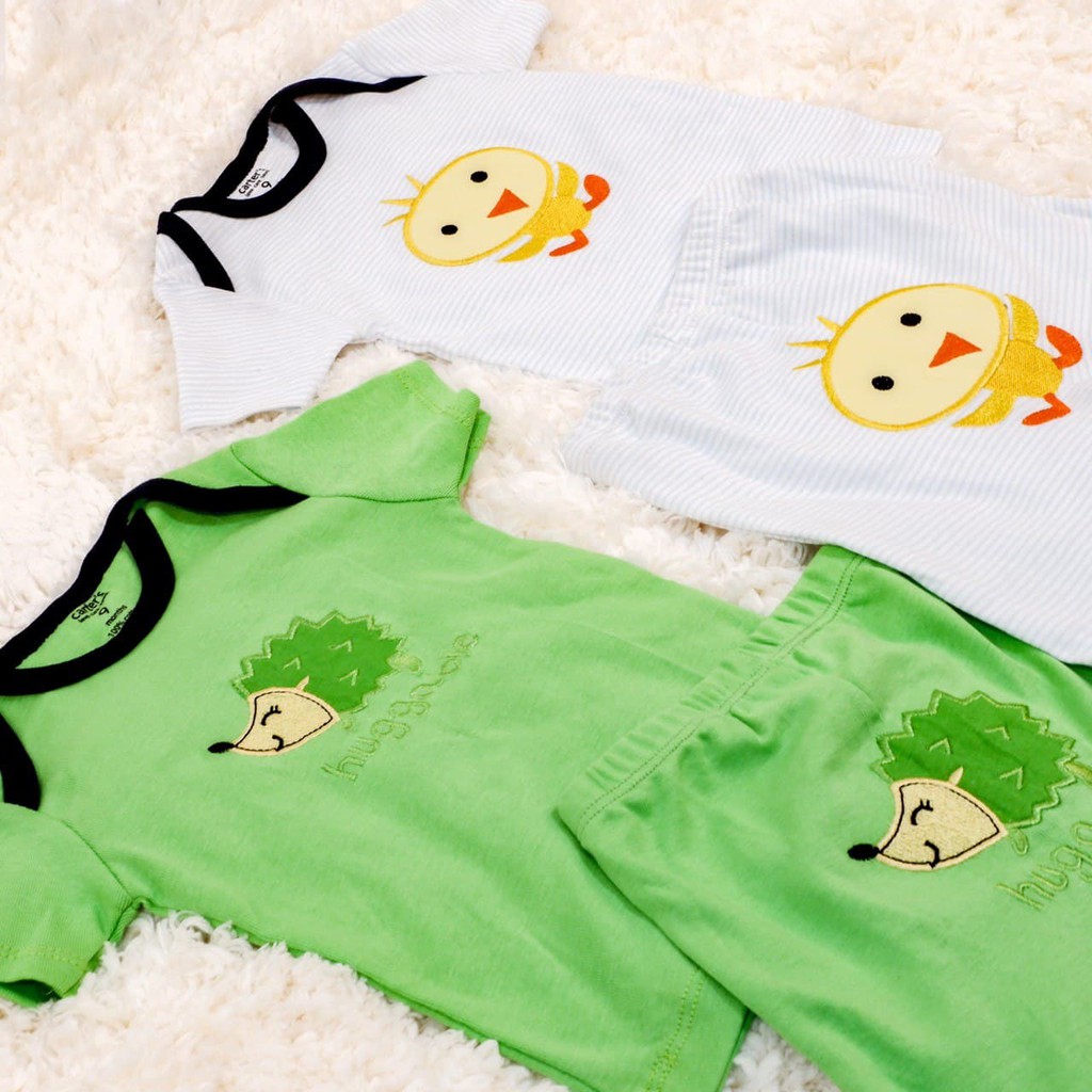 LIN9037 Boys/ Girls CARTER'S 4 in 1 Setelan Pendek Bayi Premium Cotton Atasan Pendek + Celana Pen...