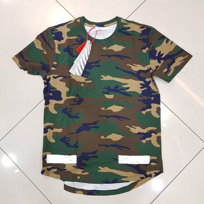 Kekinian Kaos oblong army pria off white