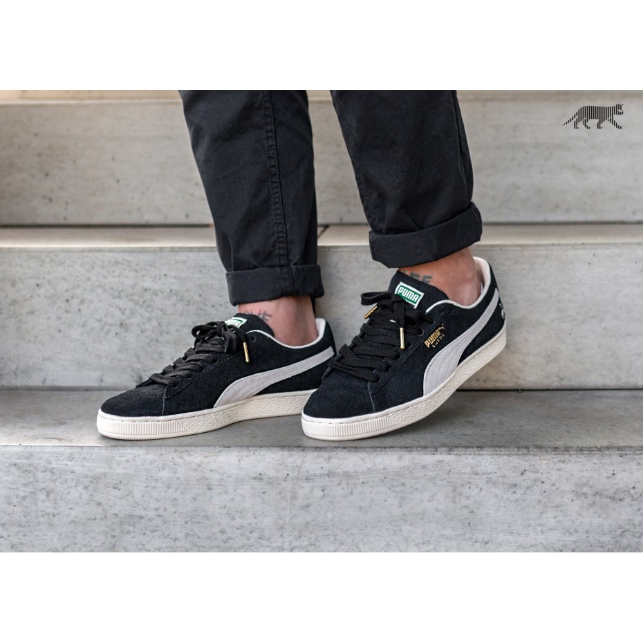 puma suede black white
