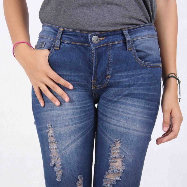 Celana Panjang Ripped Skinny jeans wanita JSK Original jeans Import(2 varian)