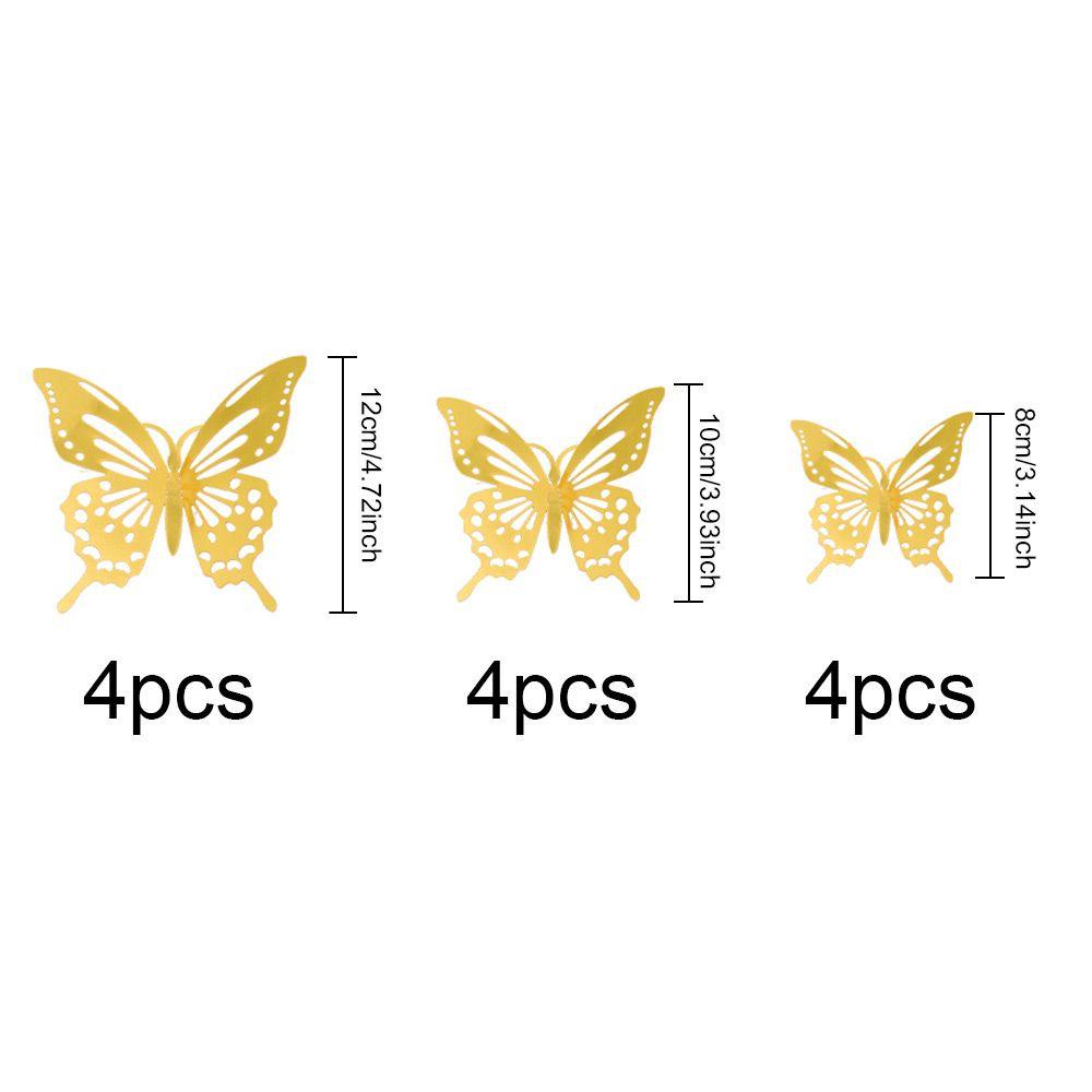 Populer 12pcs /set 3D Butterfly Stiker 12pcs /set Perlengkapan Dekorasi Rumah Pesta Wall Art