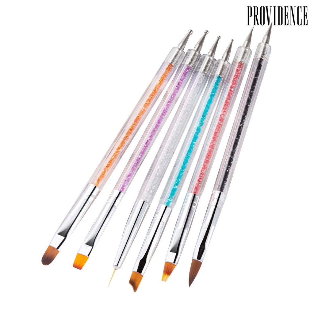 Providence 6Pcs/Set Nail Pen Wide Application Easy to Use Nylon Wool Nail Art Double-head Painted Point Drill Pen Set for Salon