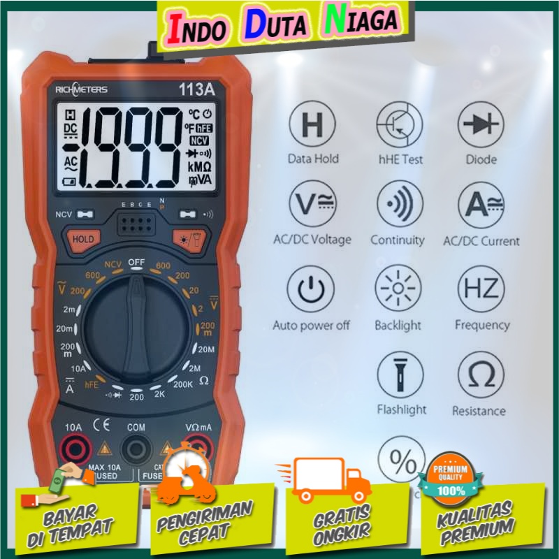RICHMETERS Pocket Size Digital Multimeter AC/DC Voltage Tester RM113A