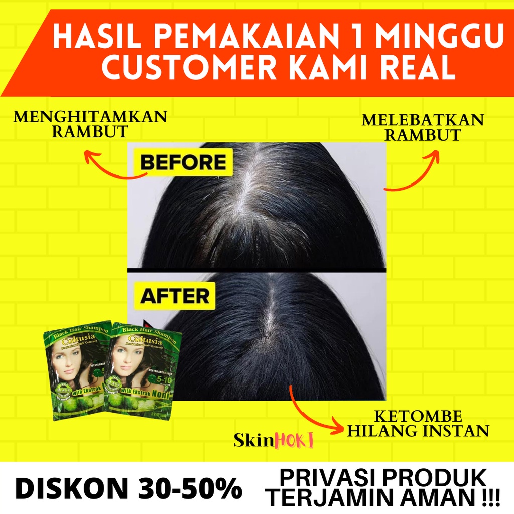 SHAMPO PENGHILANG UBAN PENGHITAM RAMBUT CULTUSIA HAIR COLOR BLACK SHAMPOO SACHET PEMANJANG RAMBUT ORIGINAL BPOM