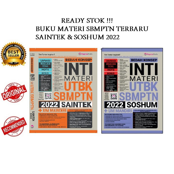 READY STOK  BUKU BEDAH KONSEP INTI MATERI UTBK SBMPTN SAINTEK 2022 - SOSHUM 2022 (ORIGINAL)
