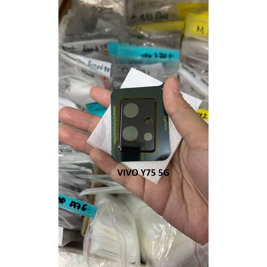 VIVO Y75 5G Y01 Y33T Y30 Y50 Y30i TEMPERED GLASS KAMERA FRAME HITAM BLACK PREMIUM, TEMPRED KACA BELAKANG CAMERA