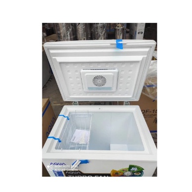 Chest freezer AQUA AQF 150 TF Pintu Kaca Anti Gores 146 Liter TANPA BUNGA ES Turbo Fan