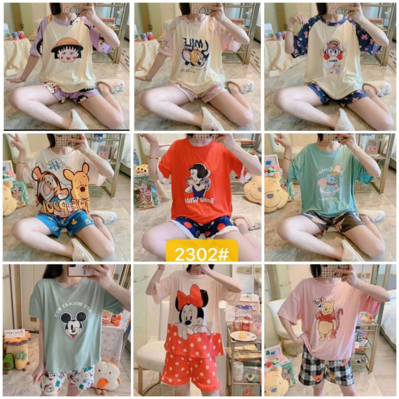 [ NEW MOTIF ] OVER SIZE KAOS Baju tidur import murah fashion wanita import piyama wanita murah C16-A2