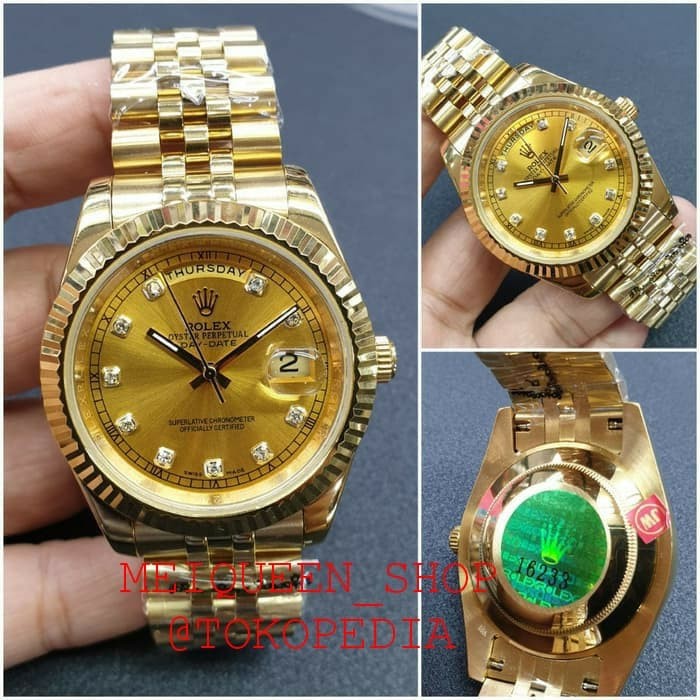 HARGA GROSIR Jam Tangan Pria ROLEX DayDate Diamond Gold SUPER PREMIUM AAA