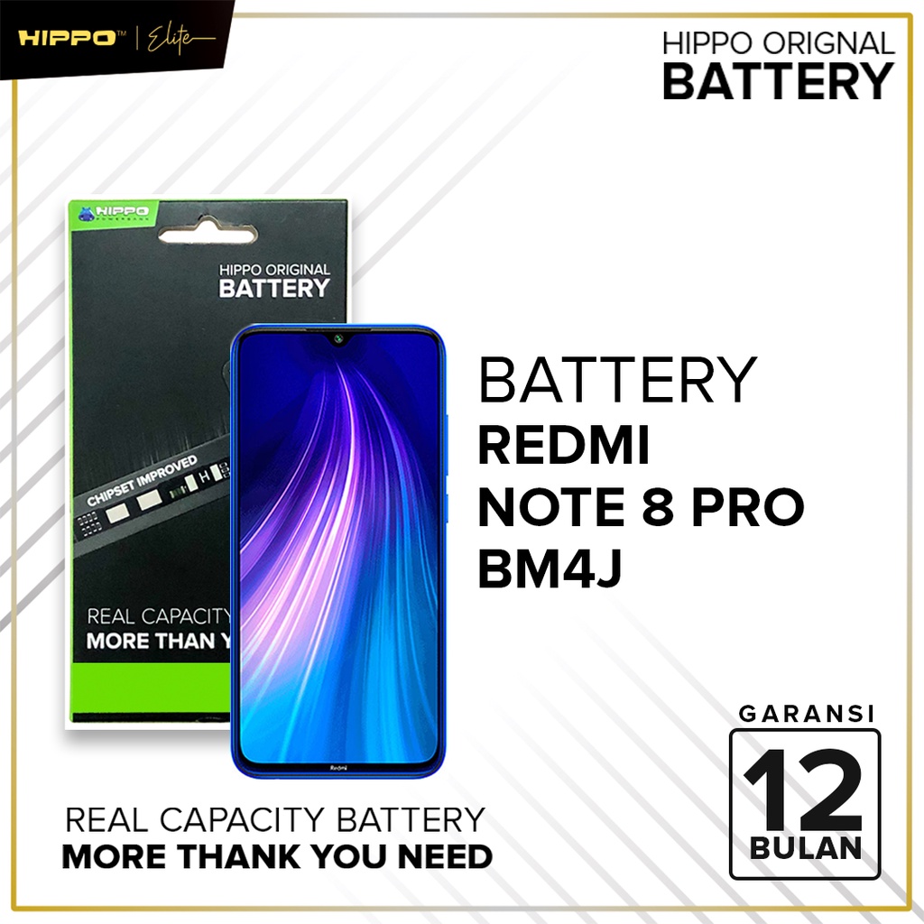 Hippo Baterai ORI 100% BM4J Xiaomi Redmi Note 8 Pro 4500 mAh Battery Batere Batu Batre Batrai HP Garansi Original