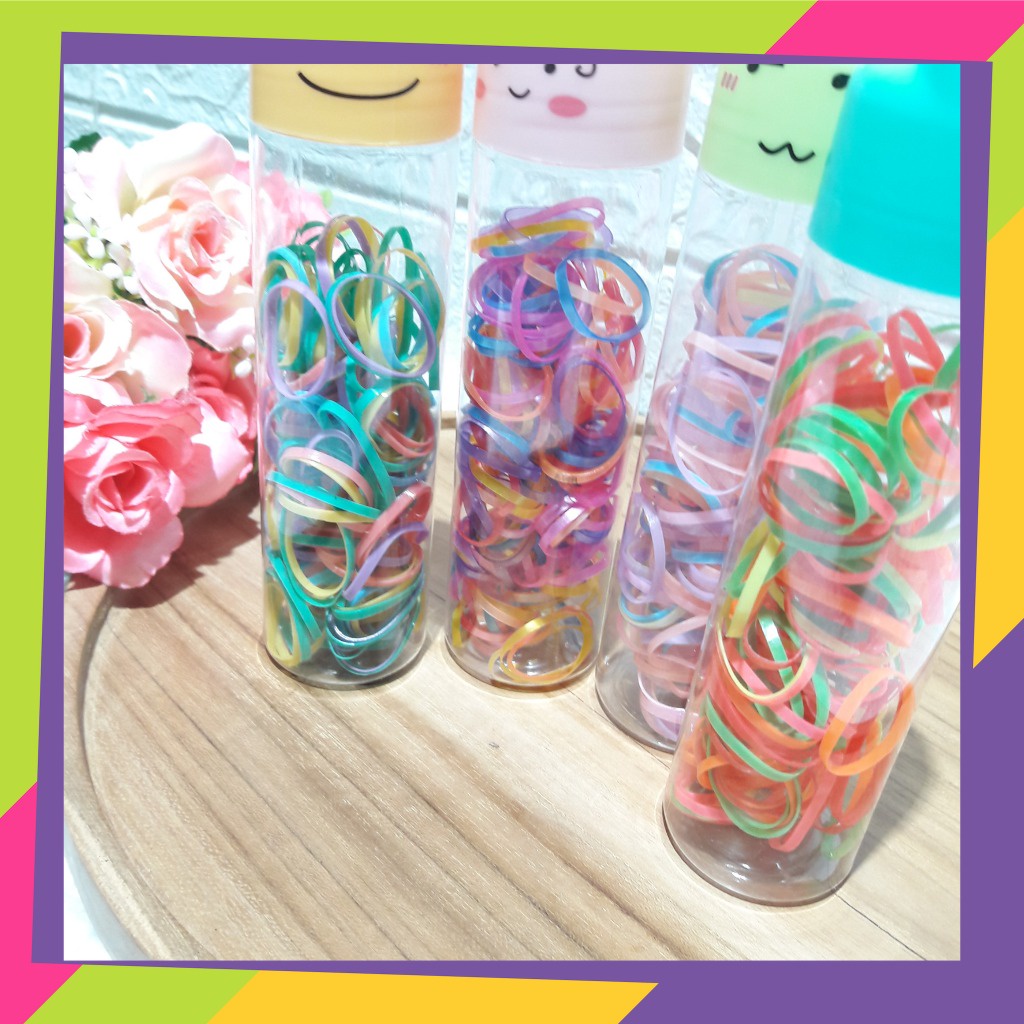 1411 / Karet Jepang ikat rambut  / Kemasan botol karakter lucu