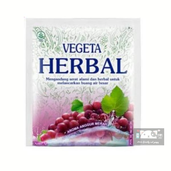 

Vegeta Herbal per sachet / Melancarkan Buang Air Besar secara teratur - Mencegah Wasir - Membantu diet dengan cara mengikat lemak dari makanan - Membantu menurunkan kolesterol