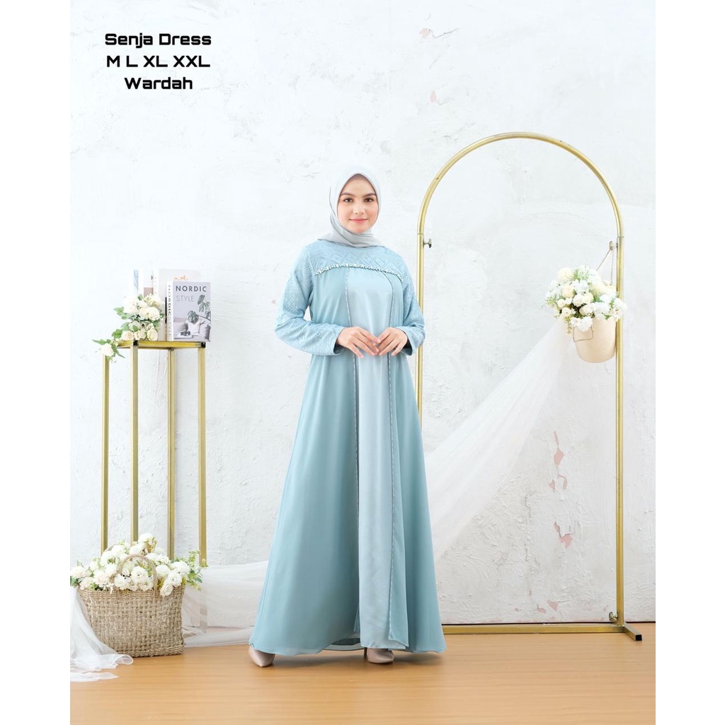 Permata_Olshop / Senja Dress NF / Kebaya Gamis Brukat Pesta / Baju Dress Wanita Modern