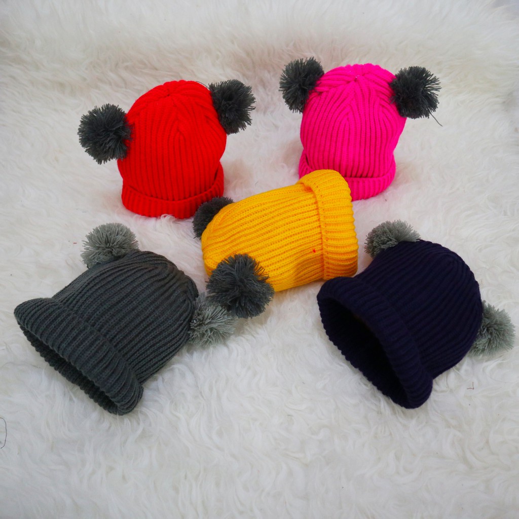 KUPLUK ANAK BAYI  POM-POM /TOPI KUPLUK WOOL USIA 1 BULAN - 6 TAHUN