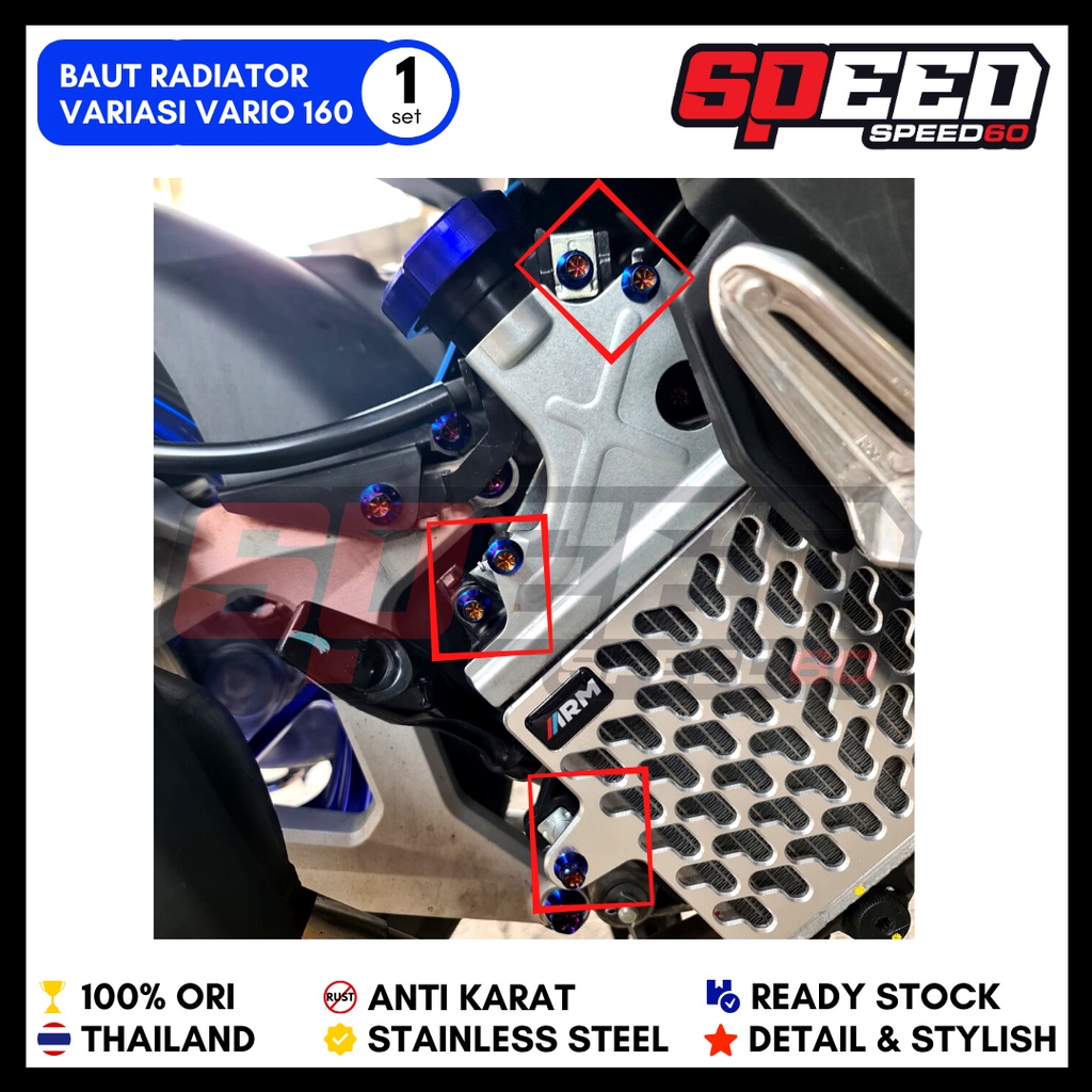 Probolt Baut Cover Radiator Honda PCX 160 Vario 160 Stailness King Nut Thailand
