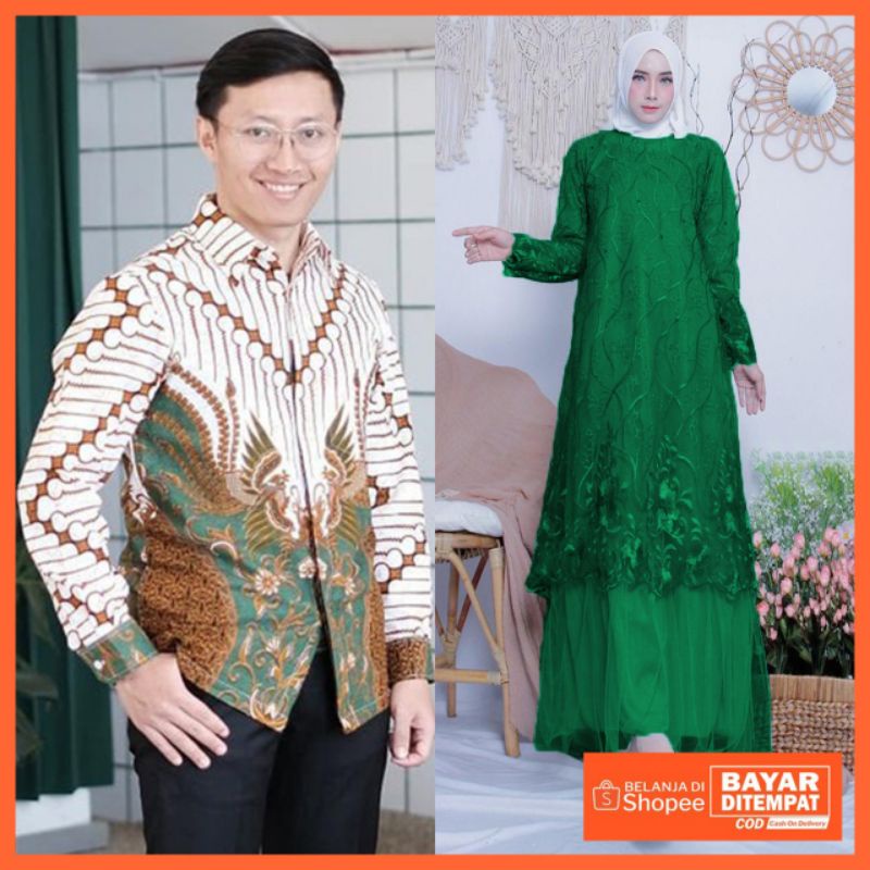 Maura Couple - Sania Ruffle Batik Couple ori Ndoro jowi DNT Garansi Termurah Shopee - BATIK MODERN