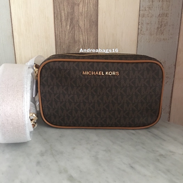 Tas michael kors mk connie camera bag signature sign brown original bag