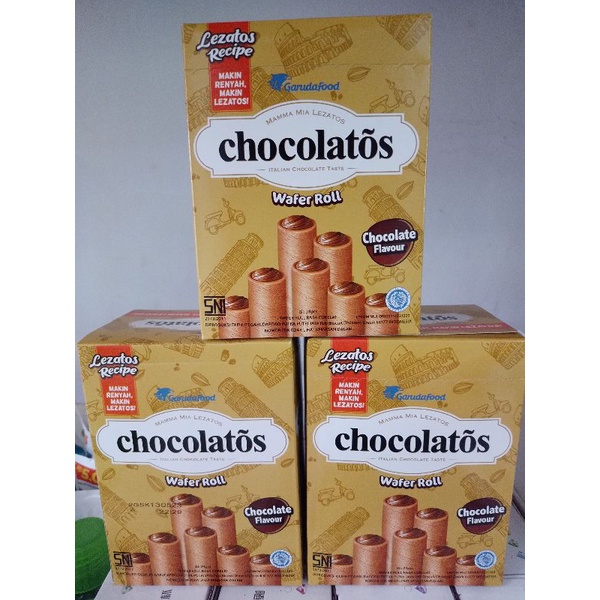 

Chocolatos wafer roll Box 24pcs x 8.5gram | coklat | Chocolatos