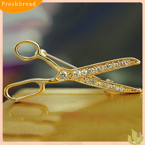 Terlaris Lovely Handmade Rhinestone Scissor Gold-Plated Brooch Pin Jewelry Best Xmas Gift