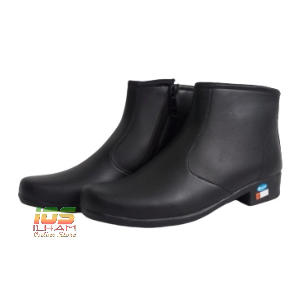 CWE Sepatu Pantofel PDH PDL Boot Hak 3Cm Resleting Wanita Polwan Size 37-41 Hitam