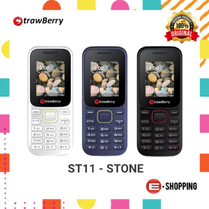 Strawberry- St11 (Stone) / HP Murah Bluetooth / Dual SIM Card / GETAR / CAMERA / MP3 / GARANSI RESMI
