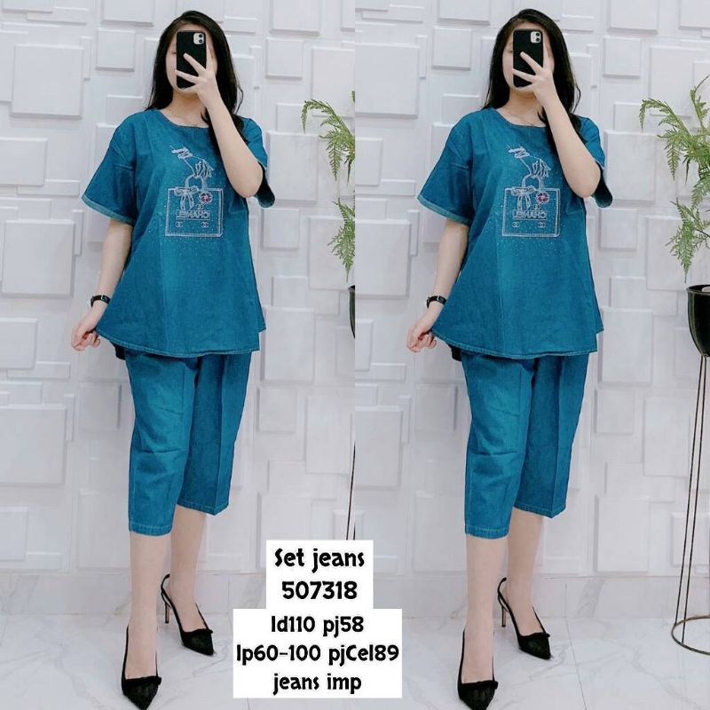 setelan jeans wanita 507318 import