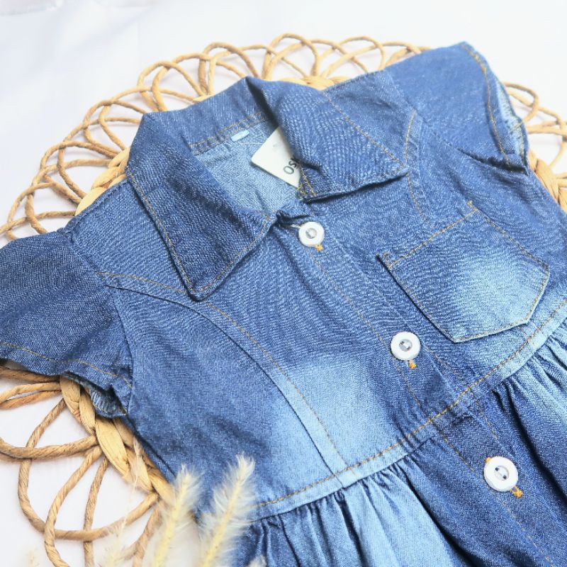 Dress Anak Perempuan / Dres Anak Perempuan / Dress Jeans Anak Full Kancing By Laurakids 1-4 Tahun