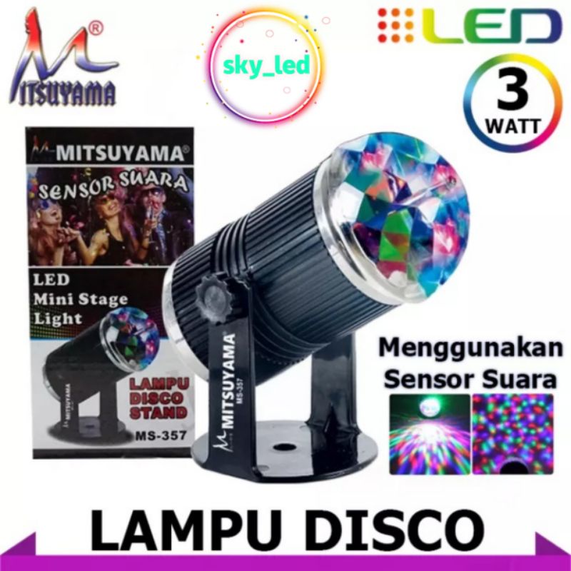 lampu disco sensor suara mitsuyama MS-357 /  lampu disco stand/  sensor suara/led mini stage light