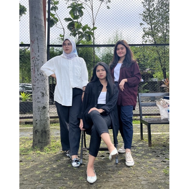 Overshirt Rayon Twill, Overshirt Shakila Premium, Kemeja Oversize Wanita dan Pria