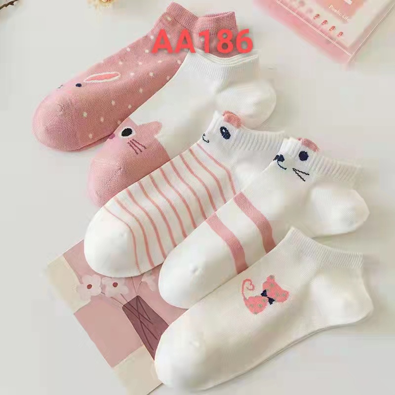 𝗘𝗕𝗦 ✅ KK034 Kaos Kaki (Tanpa Kemasan) Wanita Tipis Pendek Semata Kaki Motif Kucing Kitty Lucu Fashion Korea Women Sock Import Murah