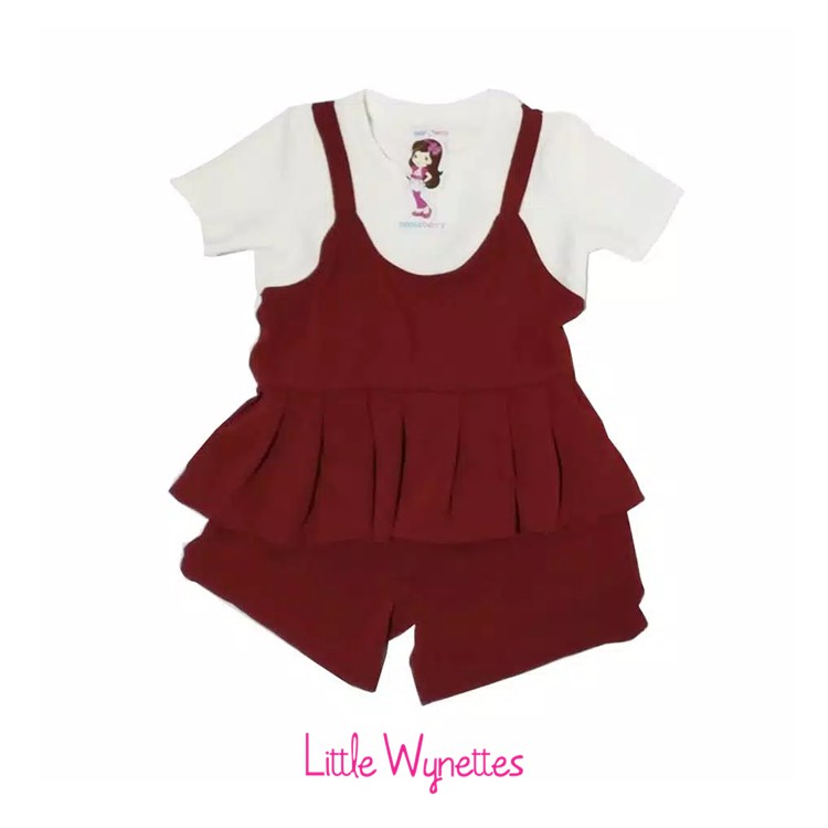 Little Wynettes Setelan Anak Perempuan -  Maroon Tank Top