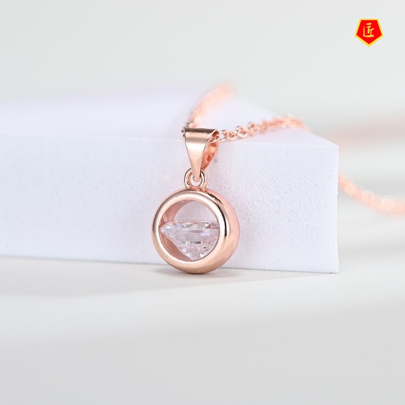 [Ready Stock]Korean Style Zircon Circle Necklace Silver Simple Personality