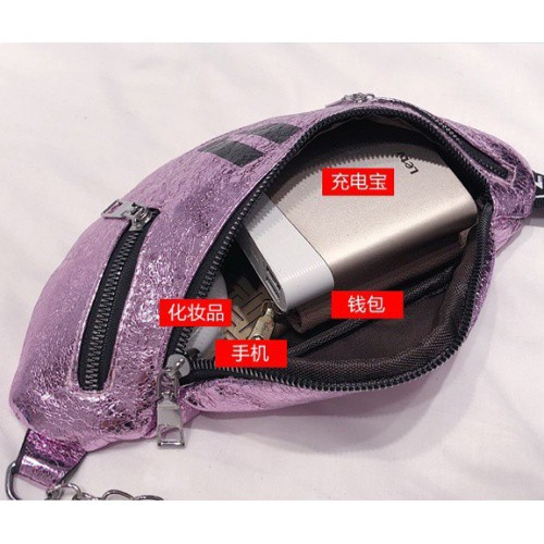 BJ2119 - BLACK/GOLD/PINK/SILVER - TAS SLINGBAG WAIST GLOSSY IMPOR TAS WANITA FASHION IMPORT MODIS ELEGAN TERMURAH TERLARIS TERBARU BAGSTORE JAKARTA TAS BATAM JT119 LT1781 BQ2840