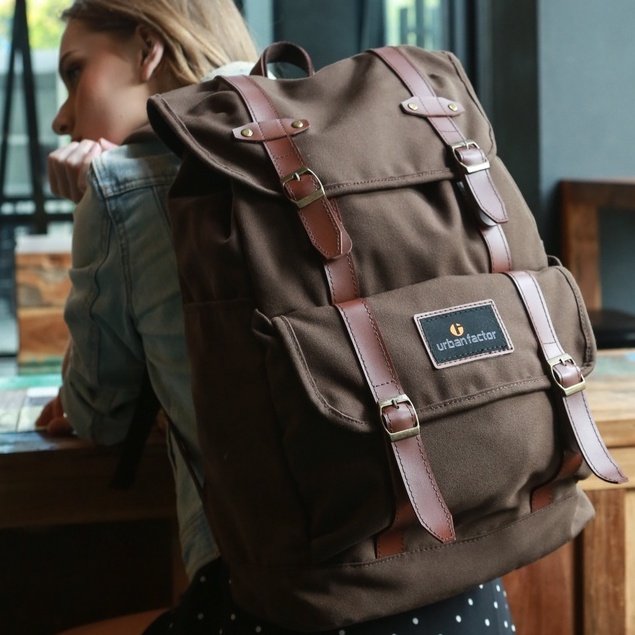 MIX UP BROWN |ManNeedMe x URBAN| Tas Ransel Pria Wanita Tas Backpack ORIGINAL