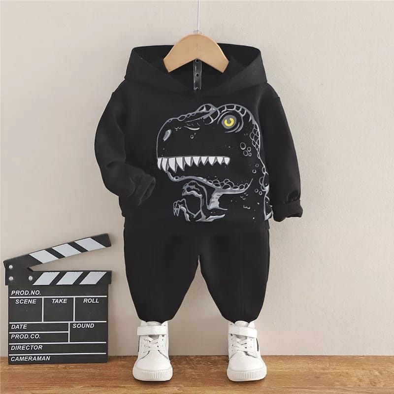 NEW BAJU ANAK SETELAN SWEATER DINO 1-5 TAHUN HOODIE PREMIUM //TERBARU