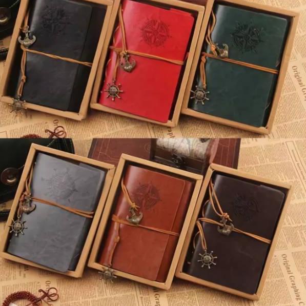 

High Quality Binder Buku tulis notebook catatan cover kulit retro kertas A5 model compas -brown