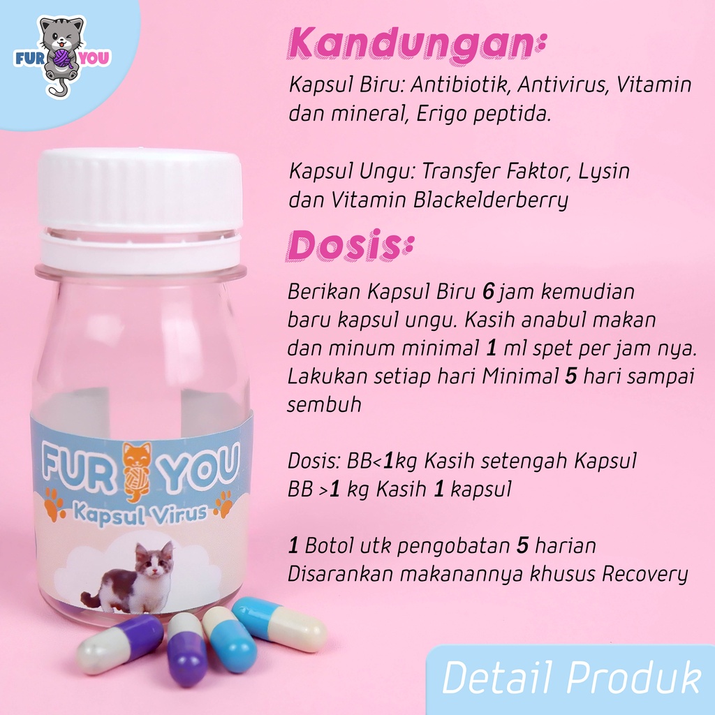 Vitamin Virus Botol Kapsul Virus Kucing terkena Panleukopenia Distamper Calici