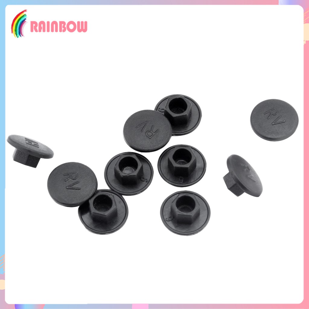 (rainbow) 10pcs / Set Tutup Pelindung Baut / Sekrup Heksagonal M6 Warna Hitam