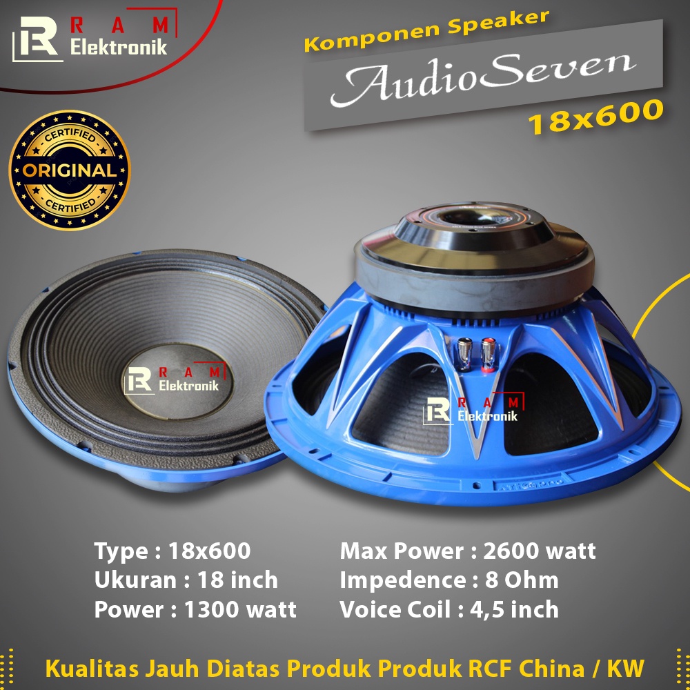 Komponen Speaker Spiker Audio Seven 18X600 18 X600 18 Inch Original Cocok Untuk Subwoofer