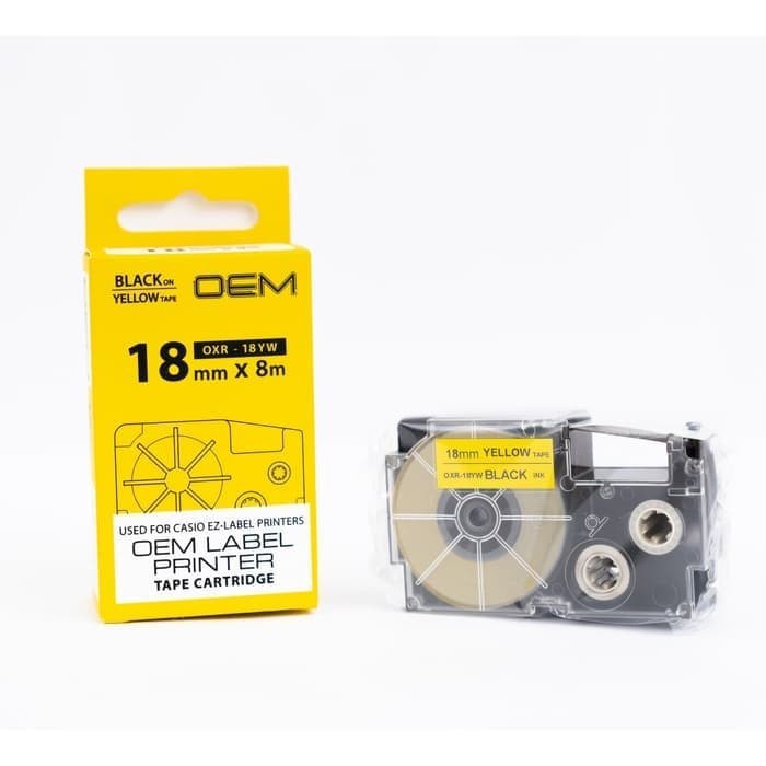 

OEM TAPE EZ LABEL CASIO 18MM BLACK INK YELLOW (OXR-18YW)
