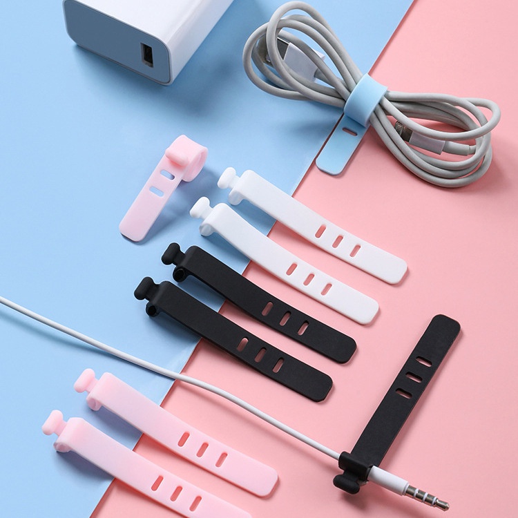 Klip Organizer Kabel Data / Earphone Bahan Silikon Multi Warna