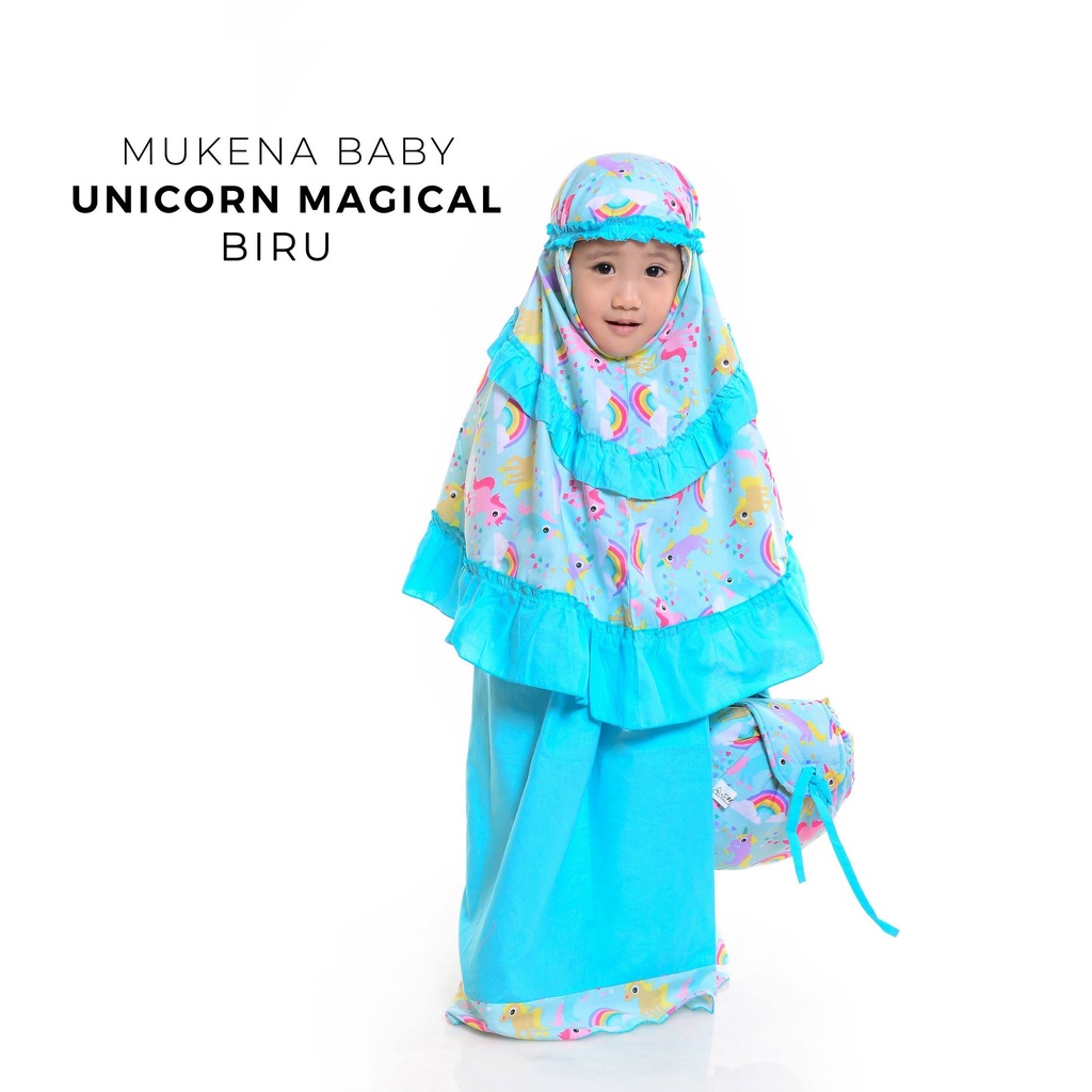 [CO 1K] - Mukena Anak Katun Unicorn Magical Biru Size Baby