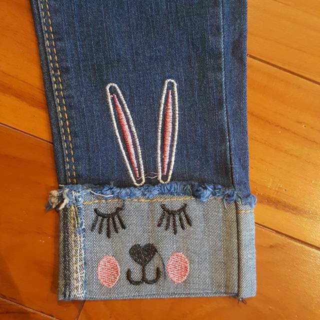 [Brandedbaby] JEANS CASUAL ANAK PEREMPUAN BORDIR KELINCI